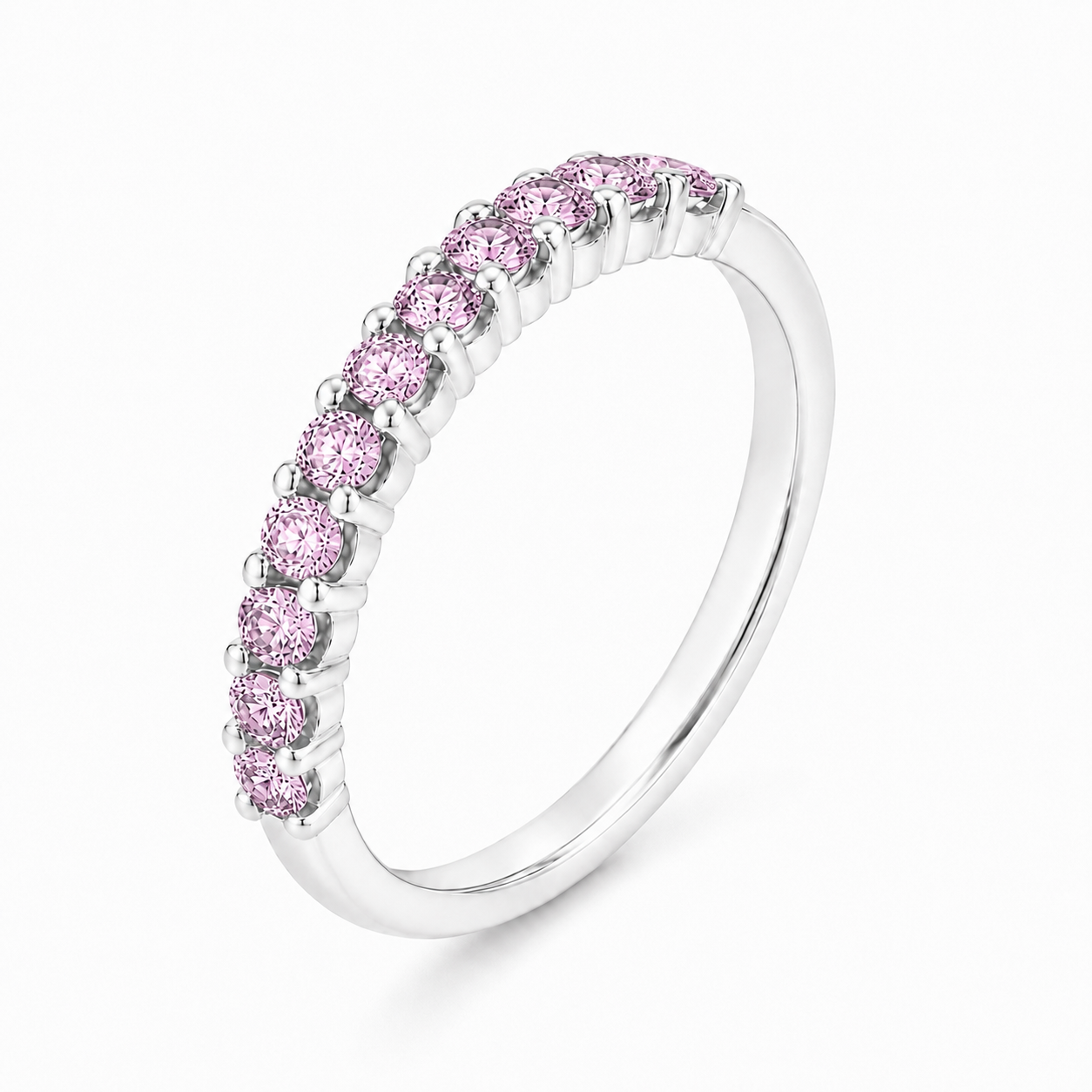 14K White Gold Ring with Delicate Lilac Sapphires