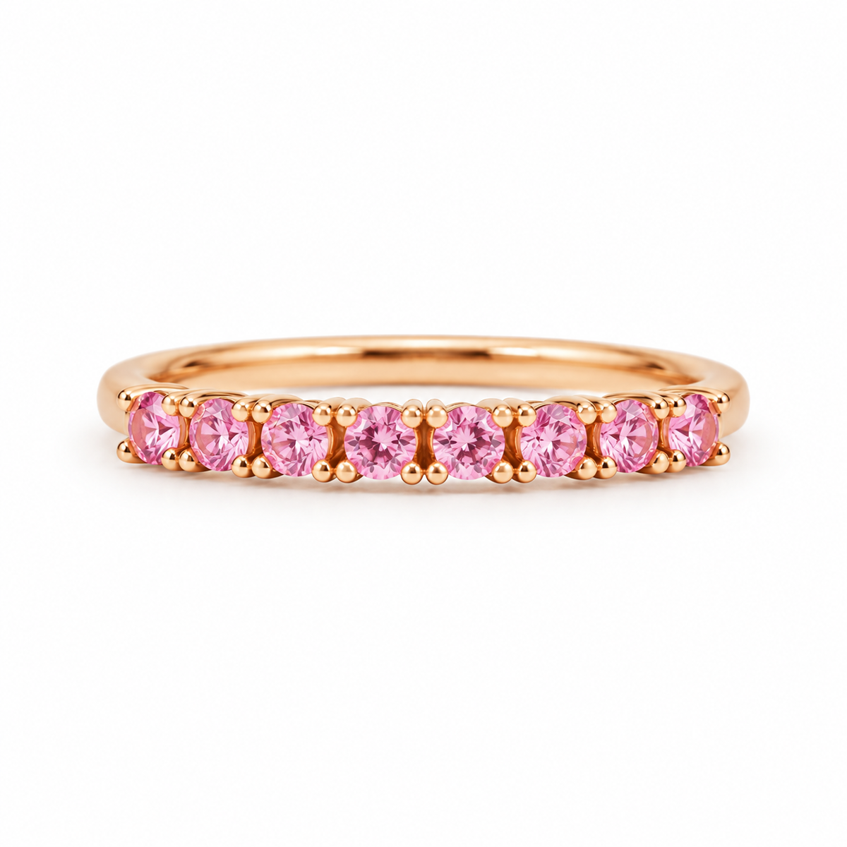 14K Rose Gold Ring with Delicate Pink Sapphires
