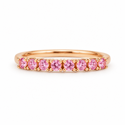 14K Rose Gold Ring with Delicate Pink Sapphires