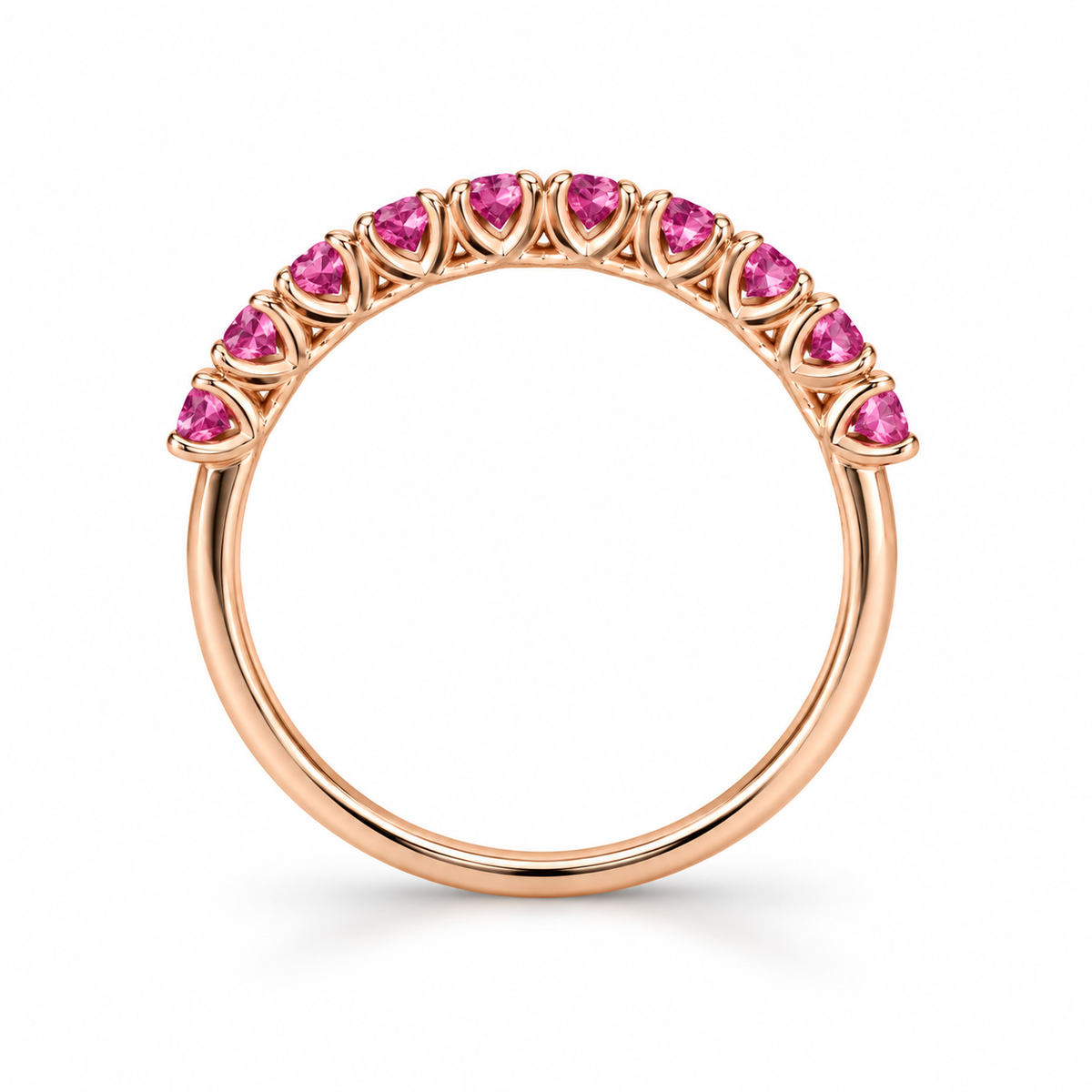 14K Rose Gold Ring with Vivid Rose Sapphires