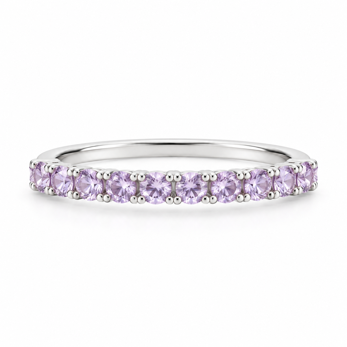 14K White Gold Ring with Delicate Lilac Sapphires