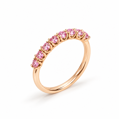 14K Rose Gold Ring with Delicate Pink Sapphires