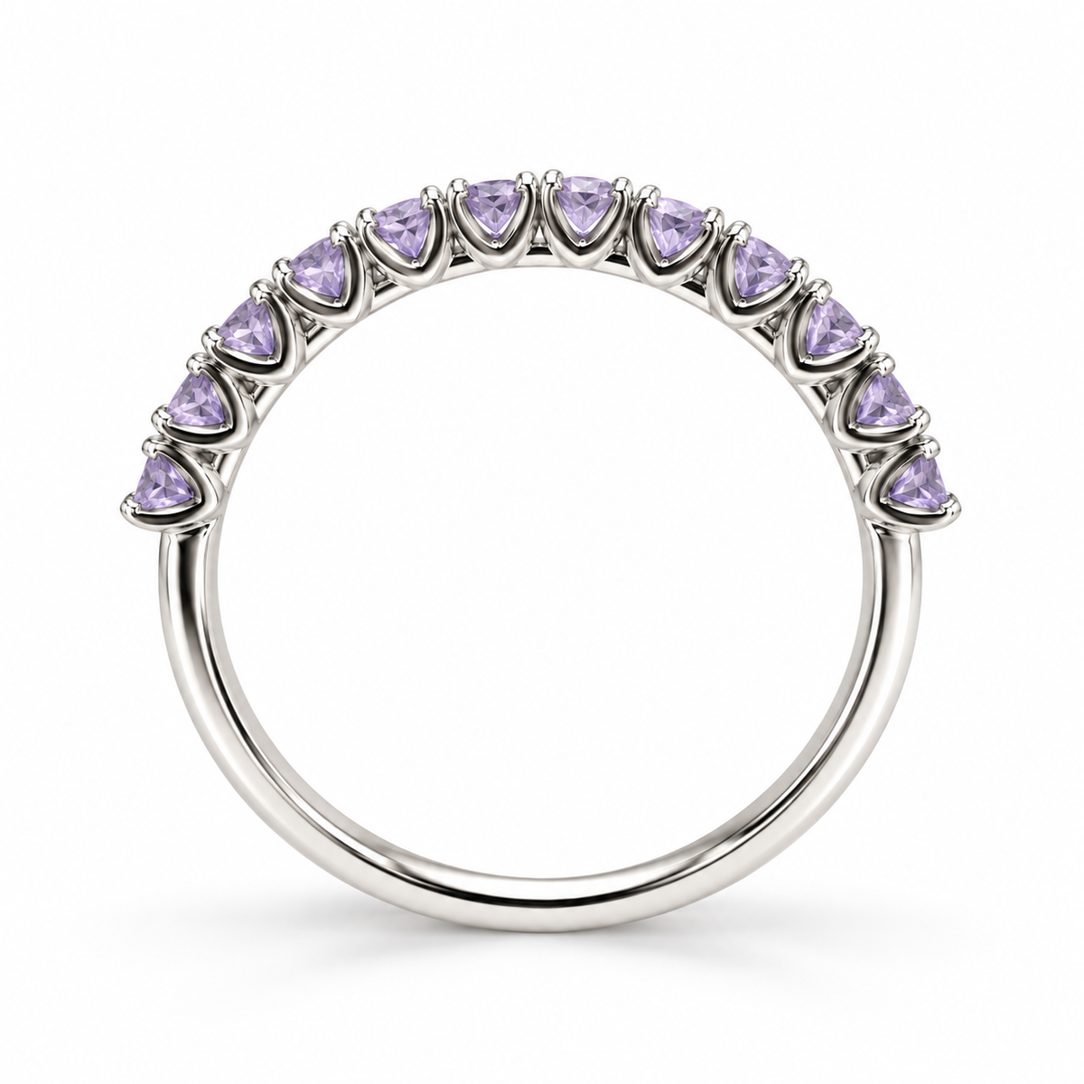 14K White Gold Ring with Delicate Lilac Sapphires