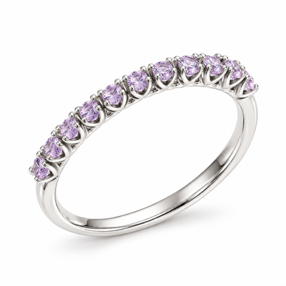 14K White Gold Ring with Delicate Lilac Sapphires