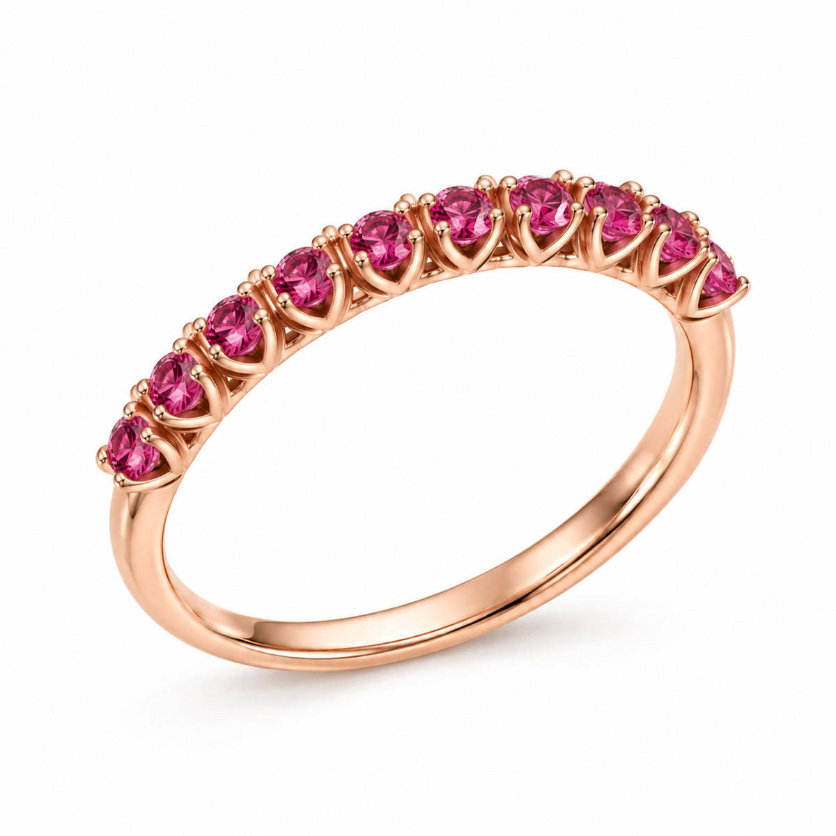 14K Rose Gold Ring with Vivid Rose Sapphires