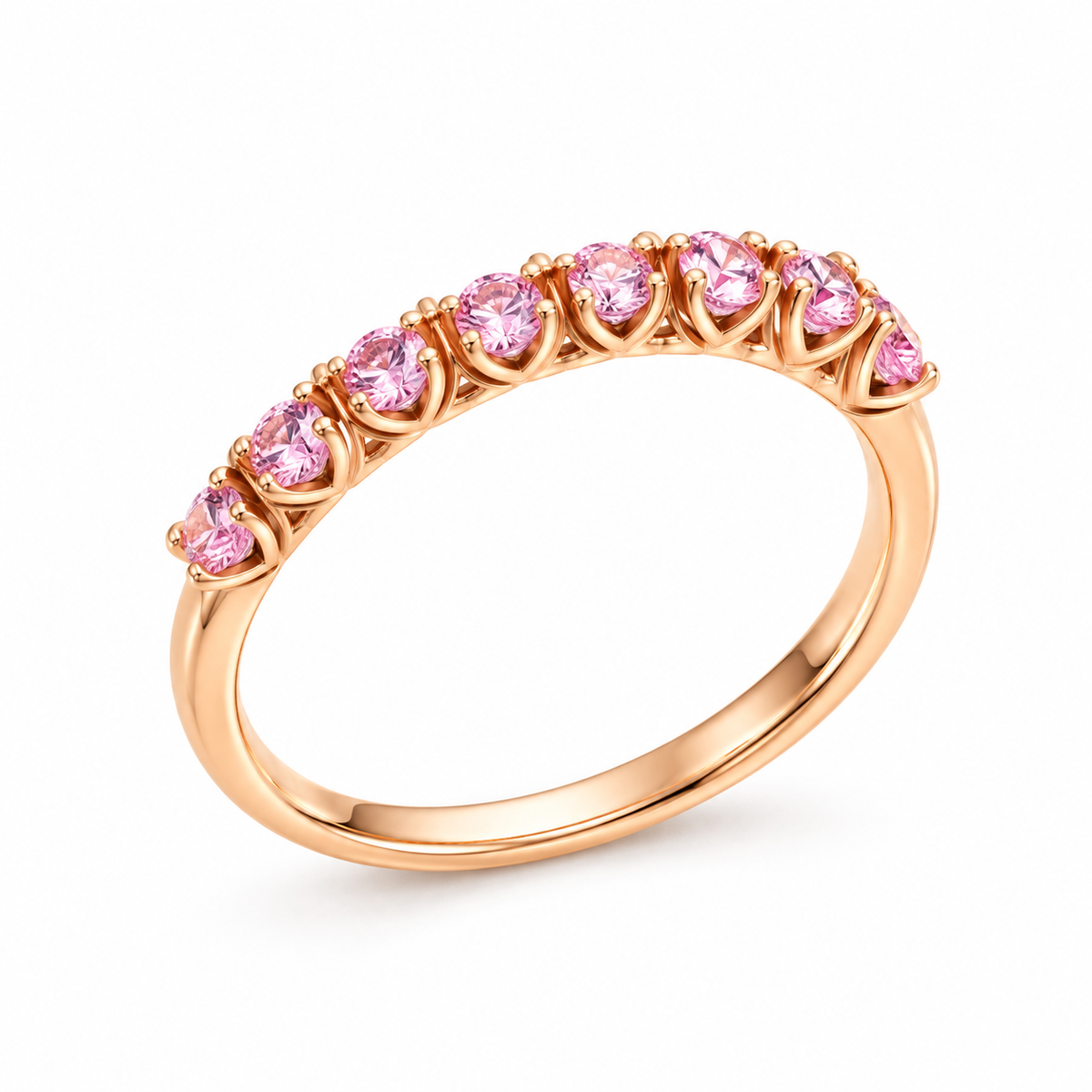 14K Rose Gold Ring with Delicate Pink Sapphires