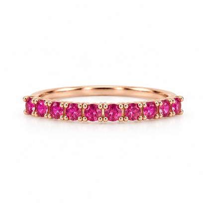 14K Rose Gold Ring with Vivid Rose Sapphires