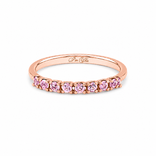 14K Rose Gold Ring with Delicate Pink Sapphires