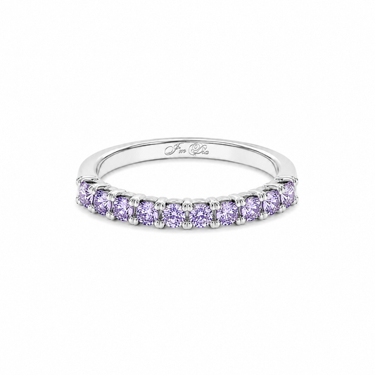 14K White Gold Ring with Delicate Lilac Sapphires