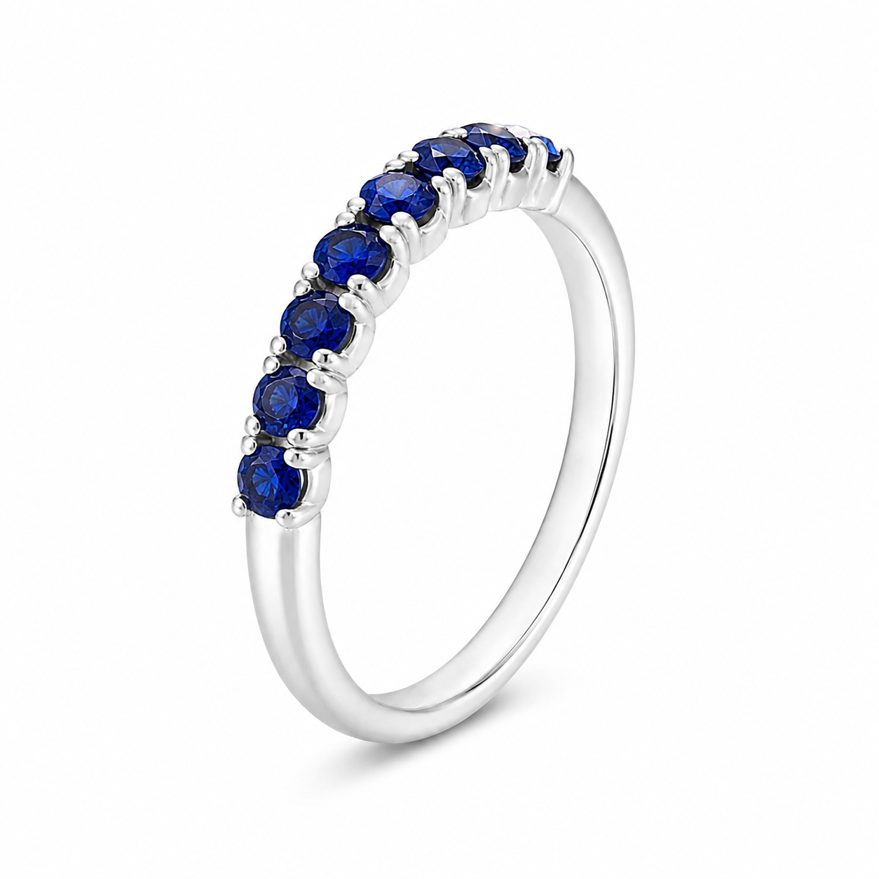 4K White Gold Ring with Natural Royal Blue Sapphires