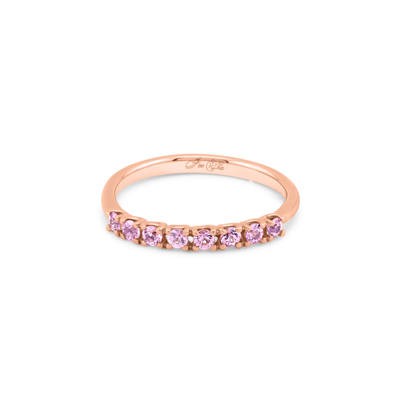 14K Rose Gold Ring with Delicate Pink Sapphires