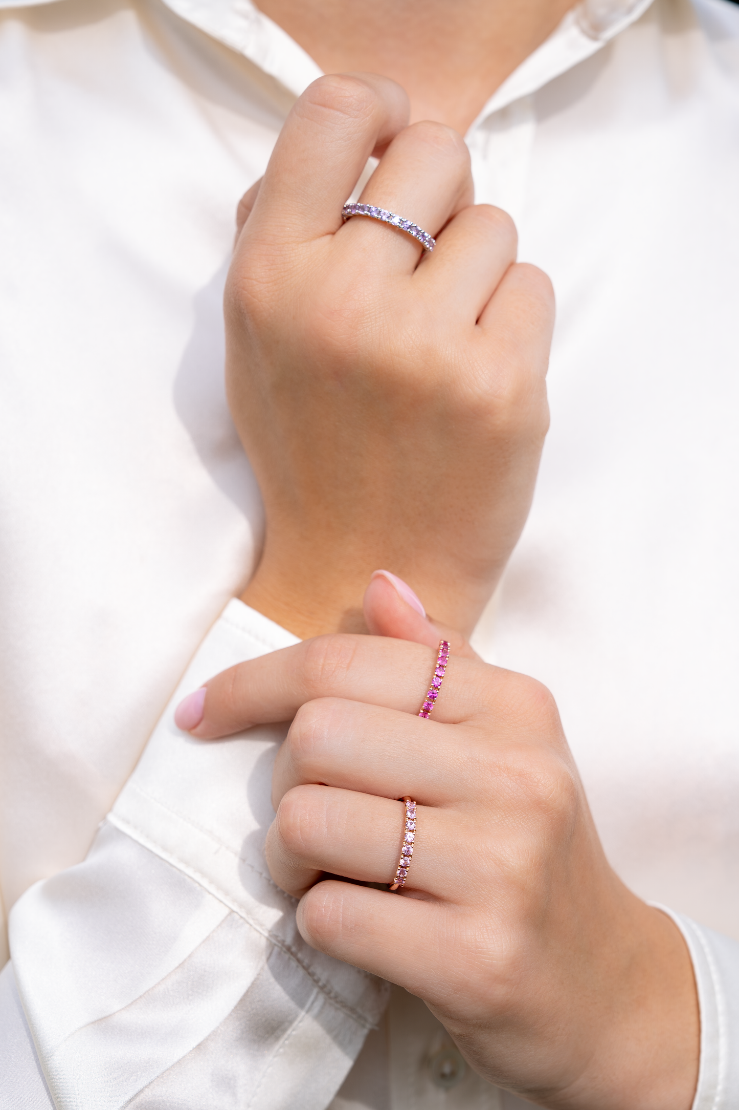 14K Rose Gold Ring with Delicate Pink Sapphires