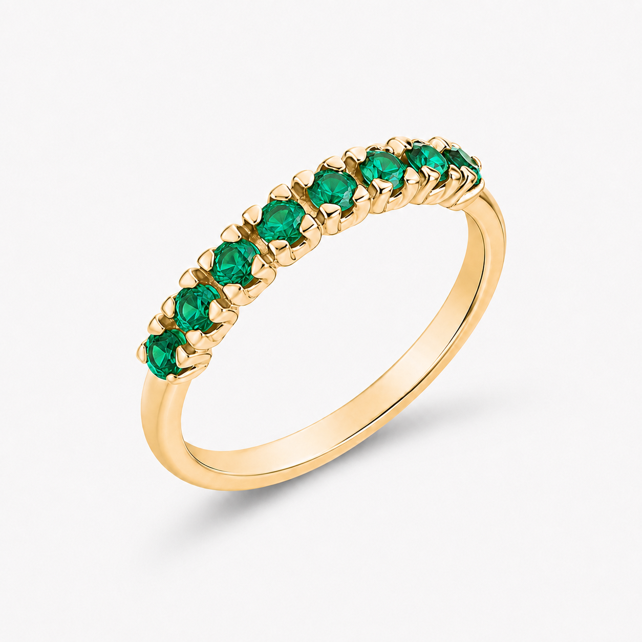 14K Yellow Gold Ring with Natural Emeralds