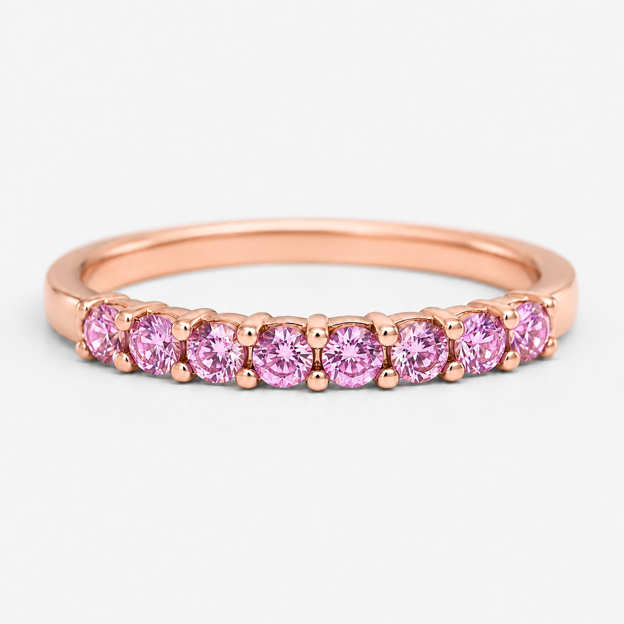 14K Rose Gold Ring with Delicate Pink Sapphires