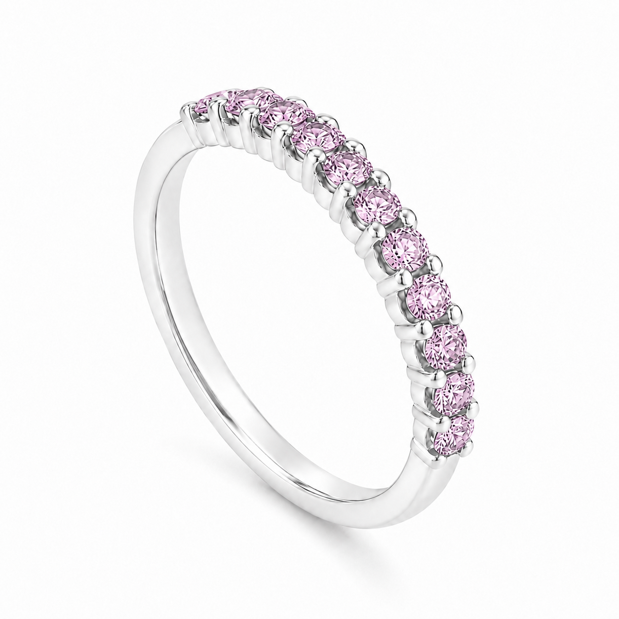 14K White Gold Ring with Delicate Lilac Sapphires