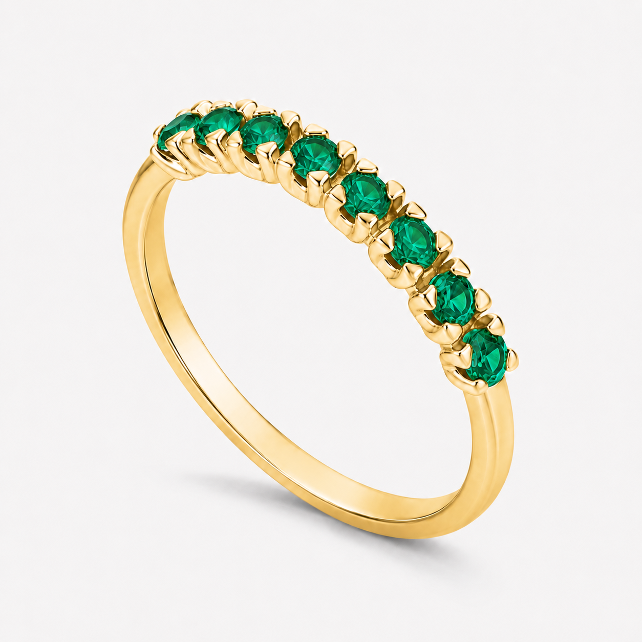 14K Yellow Gold Ring with Natural Emeralds