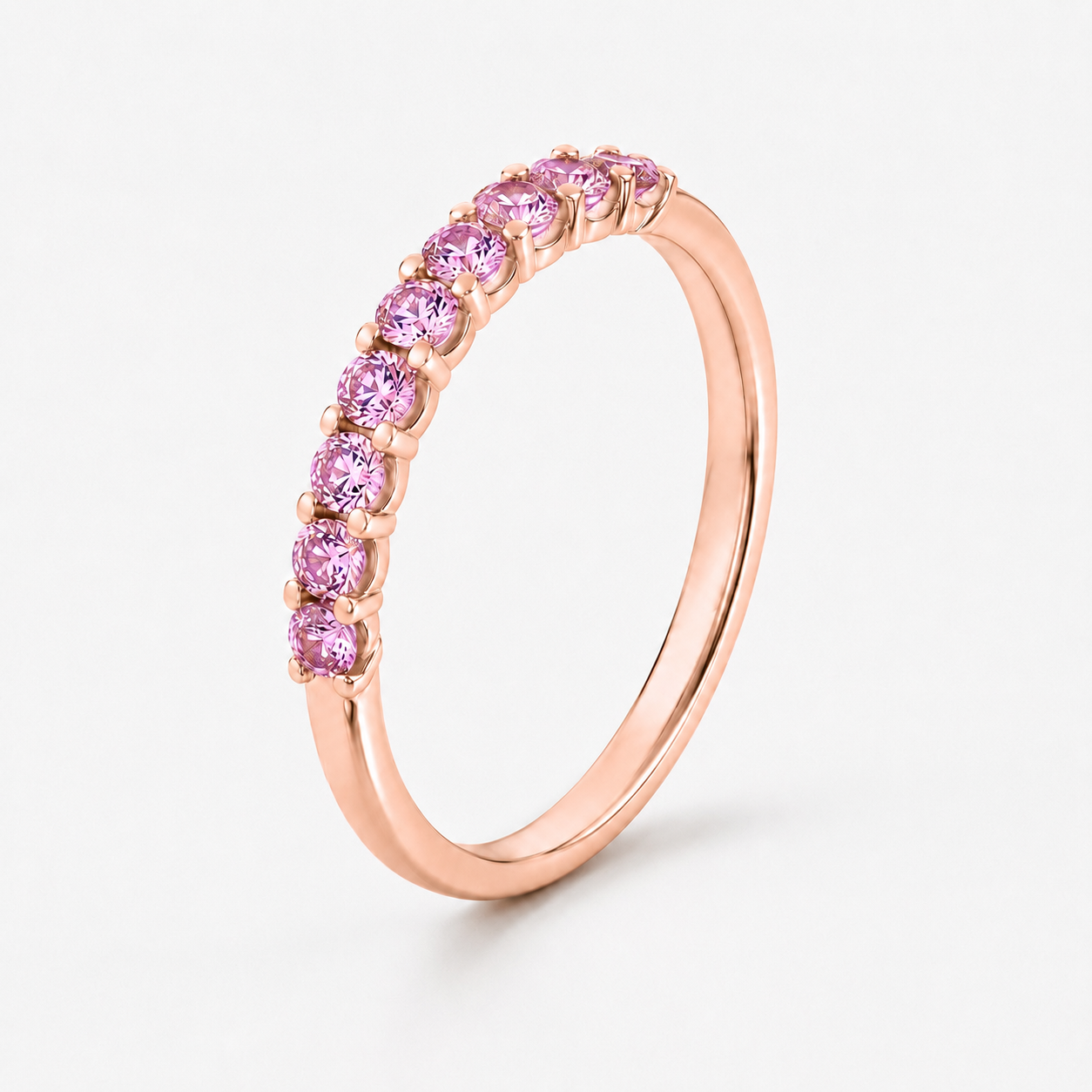 14K Rose Gold Ring with Delicate Pink Sapphires