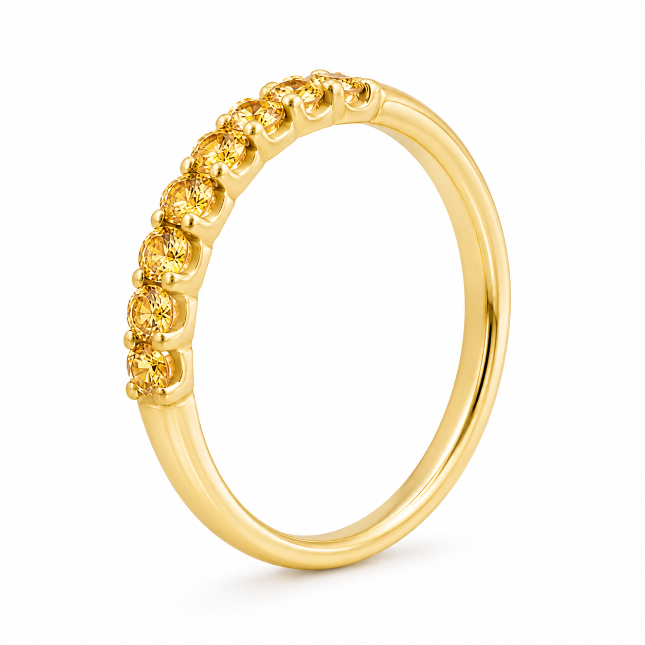 14K Yellow Gold Ring with Vivid Yellow Sapphires