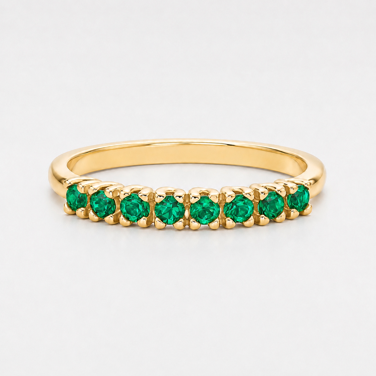 14K Yellow Gold Ring with Natural Emeralds