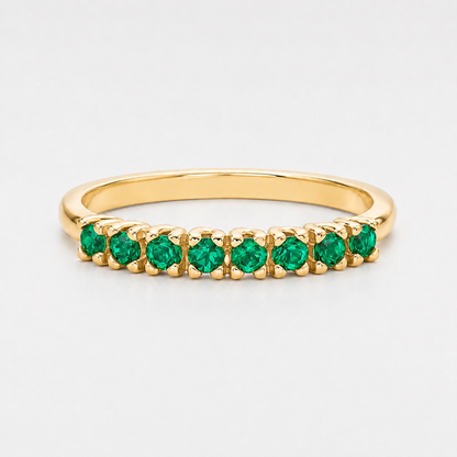 14K Yellow Gold Ring with Natural Emeralds