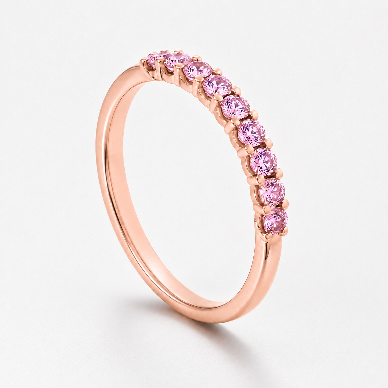 14K Rose Gold Ring with Delicate Pink Sapphires