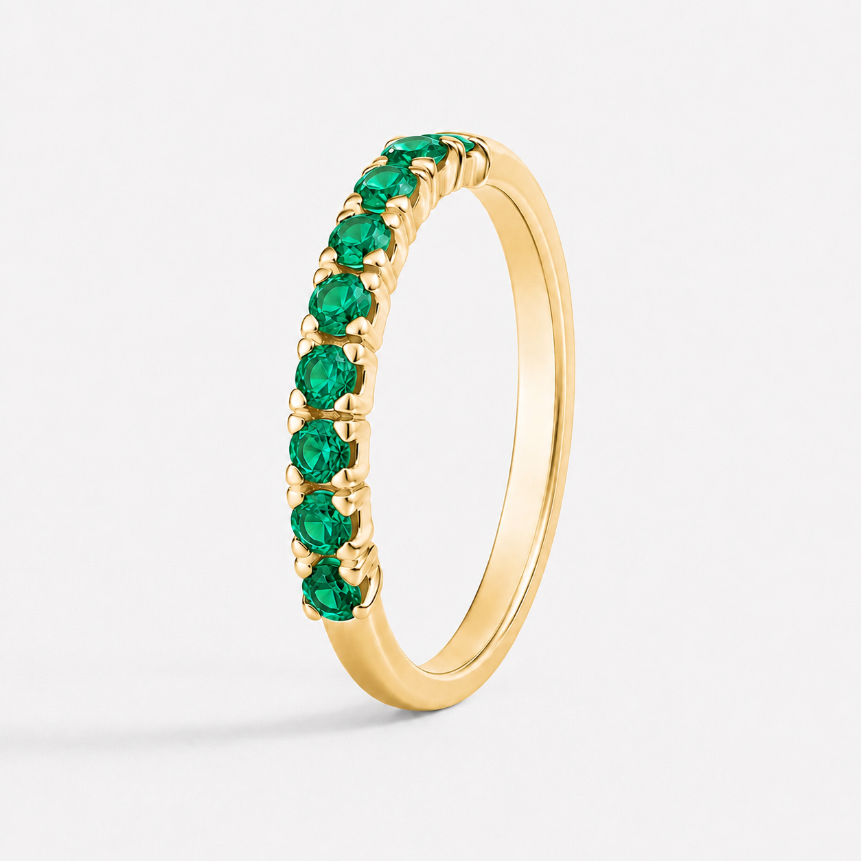 14K Yellow Gold Ring with Natural Emeralds