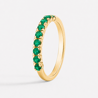 14K Yellow Gold Ring with Natural Emeralds