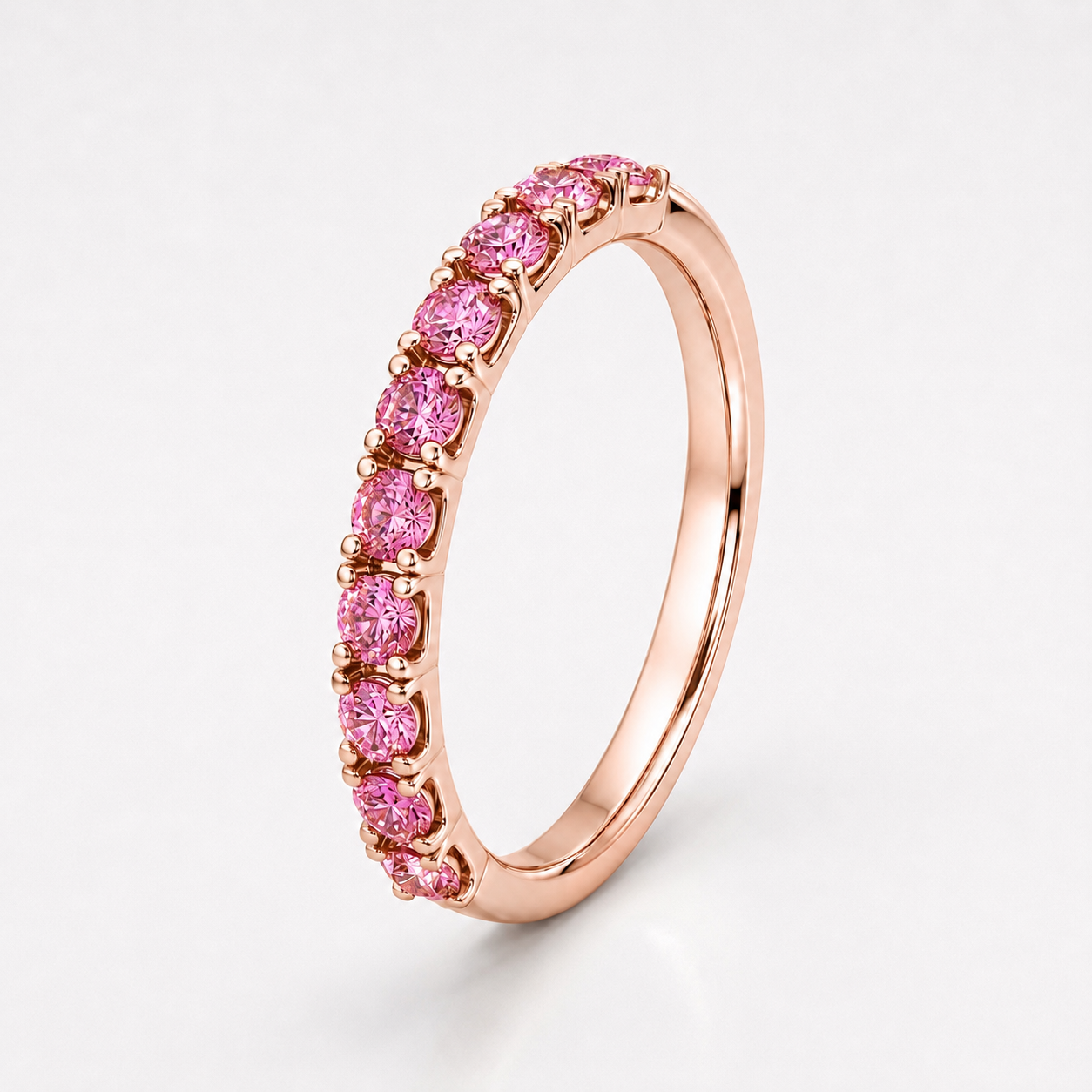 14K Rose Gold Ring with Vivid Rose Sapphires