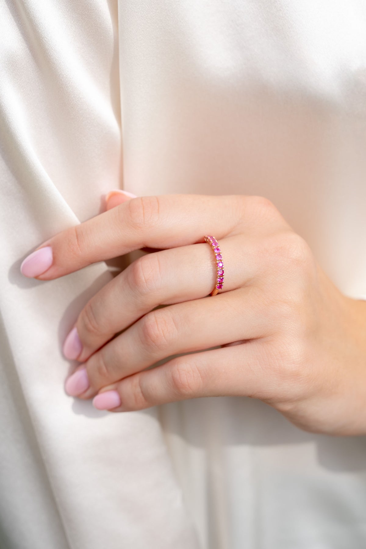 14K Rose Gold Ring with Vivid Rose Sapphires